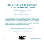 Separation and Forgiveness: The Four Splits and Their Undoing [MP3]
