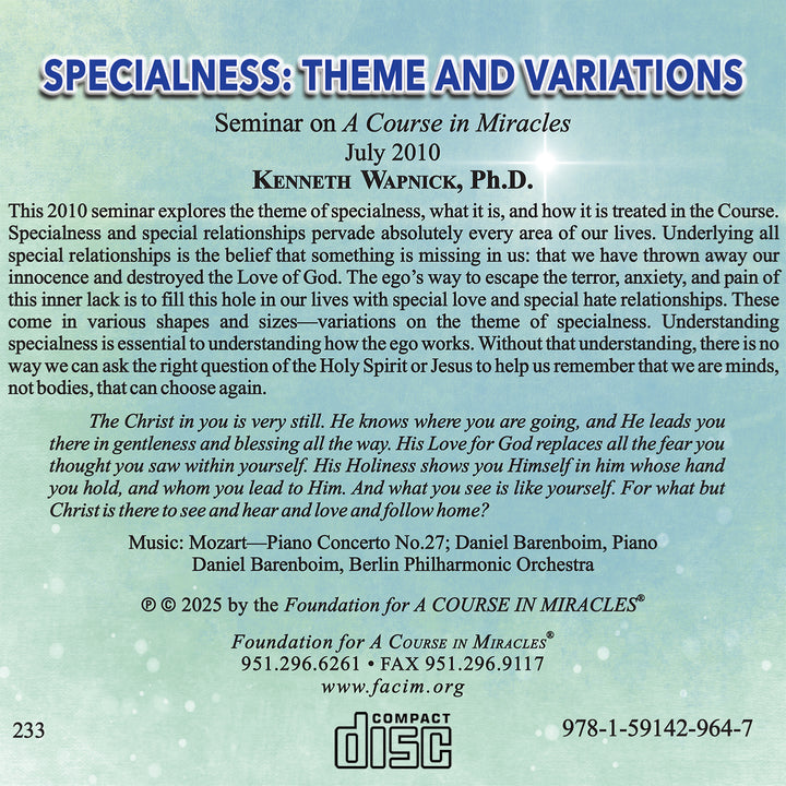 Specialness: Theme and Variations [CD]