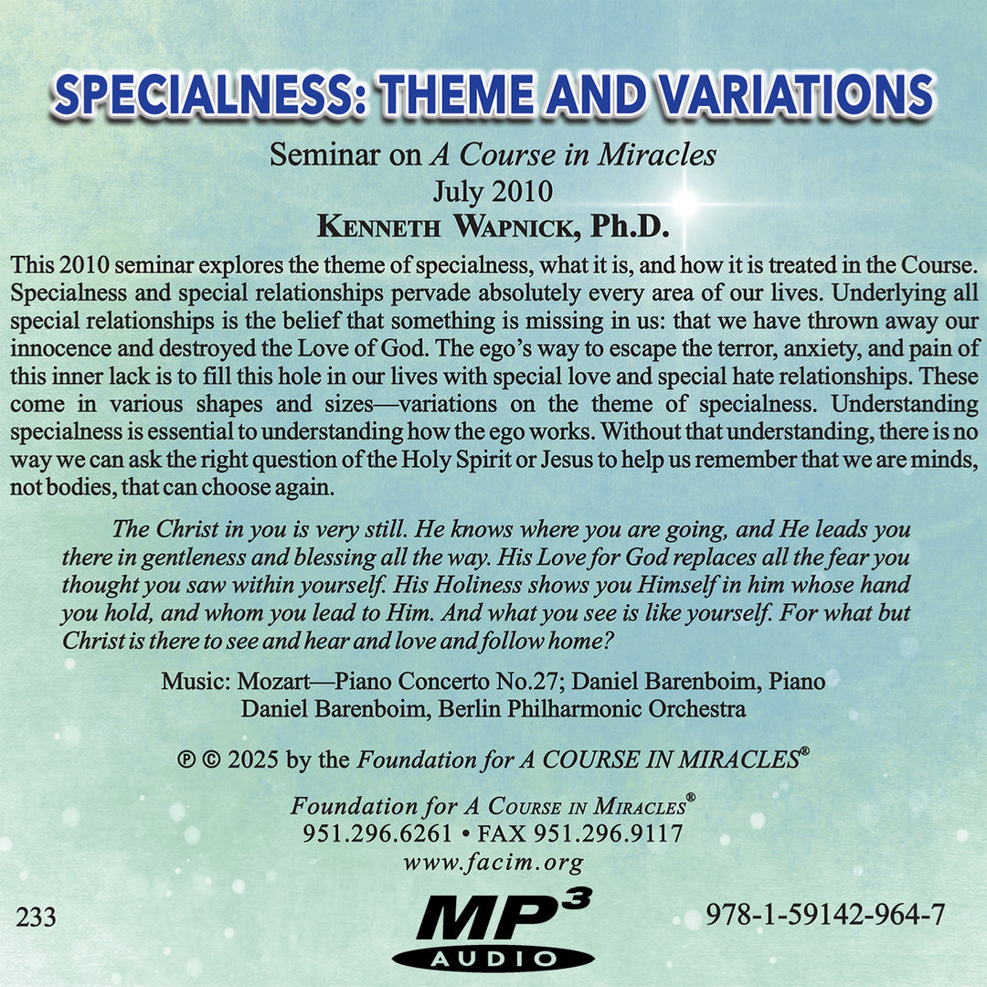 Specialness: Theme and Variations [MP3]