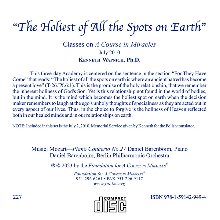 "The Holiest of All the Spots on Earth" [CD]