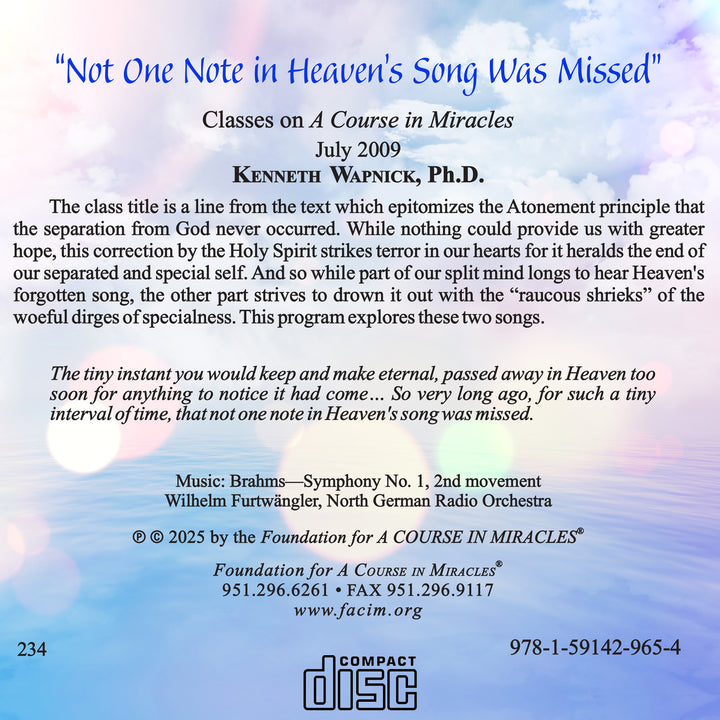 "Not One Note in Heaven’s Song Was Missed" [CD]