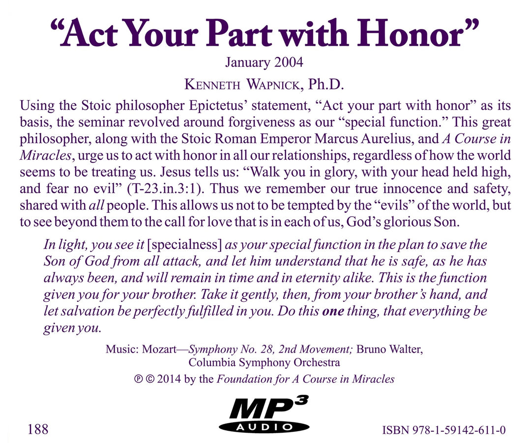 "Act Your Part with Honor" [MP3]