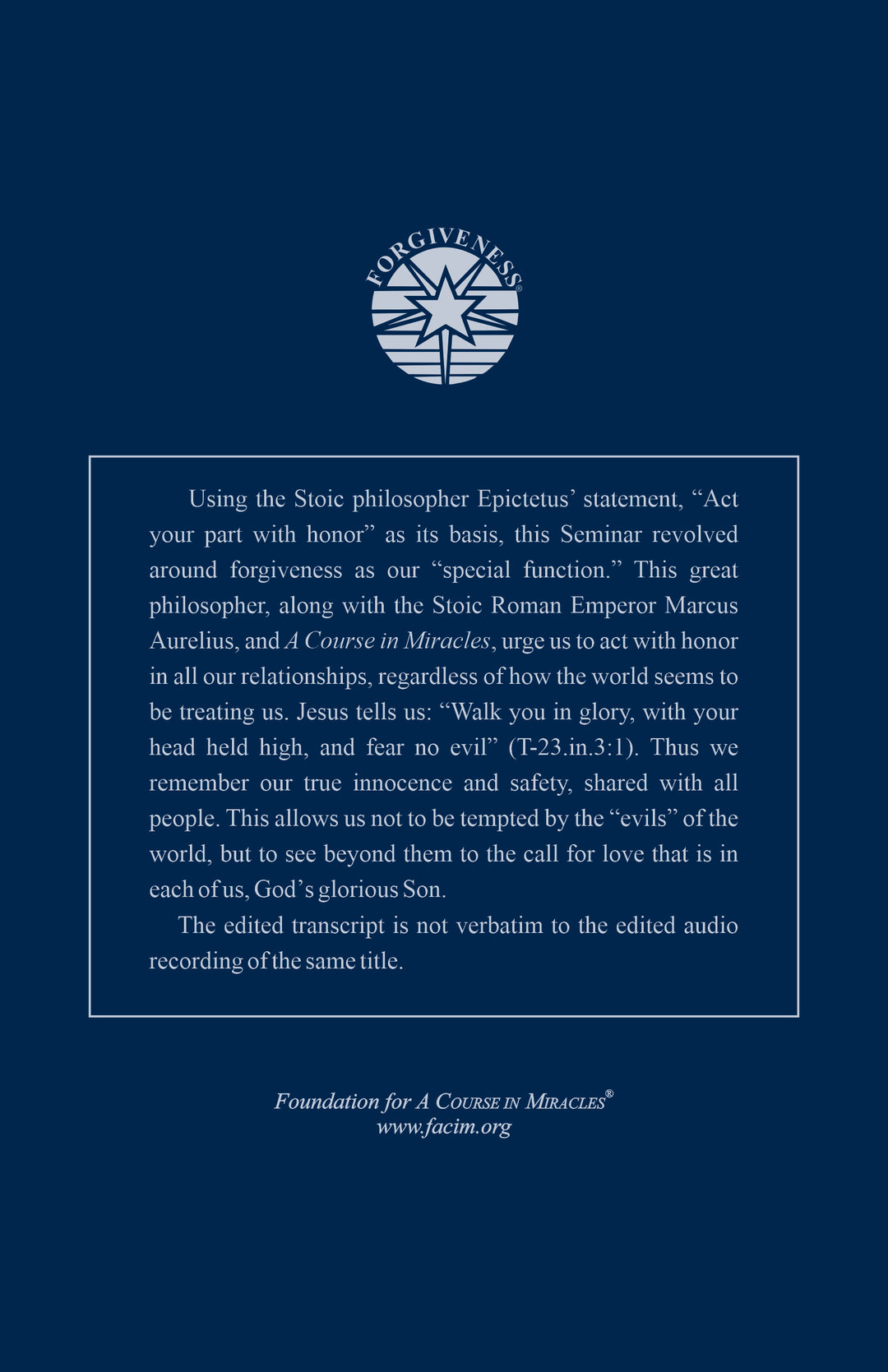 Act Your Part with Honor [BOOK]