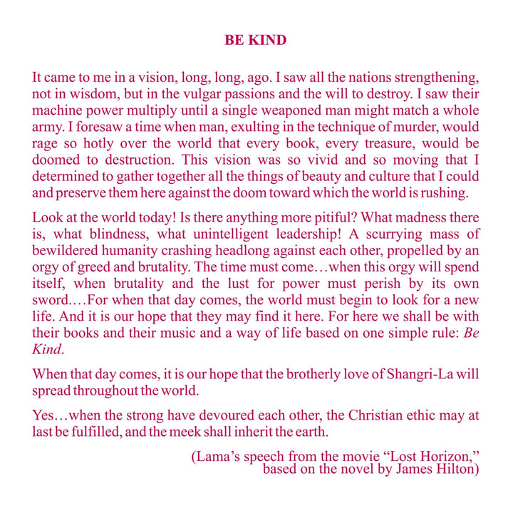 "Be Kind, for Everyone You Meet Is Fighting a Hard Battle" [CD]