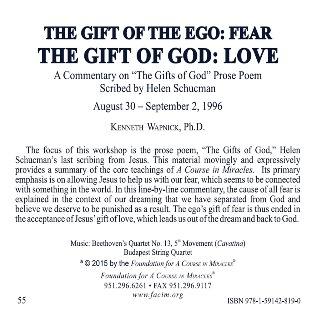 The Gift of the Ego: Fear The Gift of God: Love [CD]