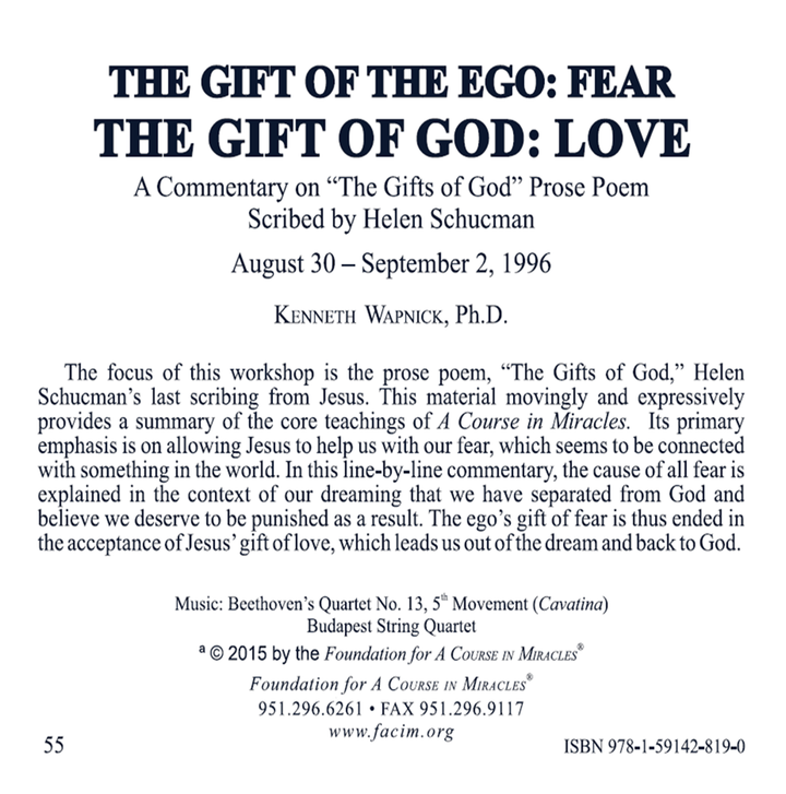 The Gift of the Ego: Fear The Gift of God: Love [CD]