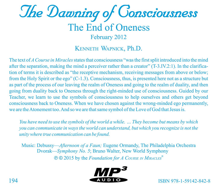 The Dawning of Consciousness: The End of Oneness [MP3]