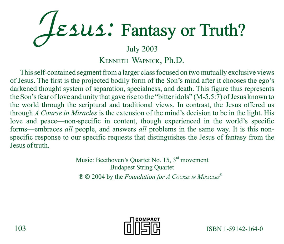 Jesus: Fantasy or Truth? [CD]