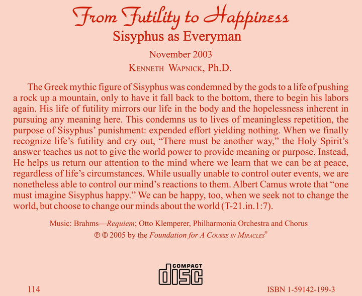 From Futility to Happiness: Sisyphus as Everyman [CD]