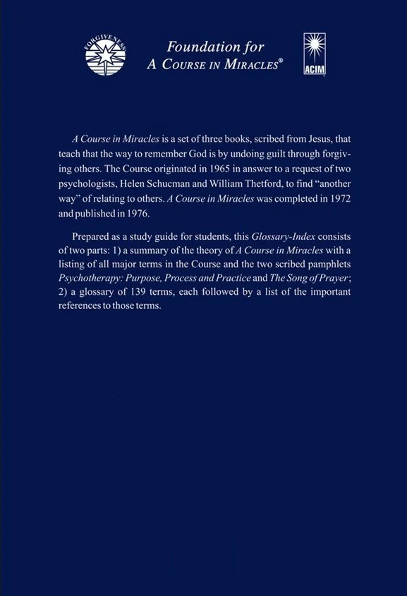 Glossary-Index for "A Course in Miracles" [BOOK]