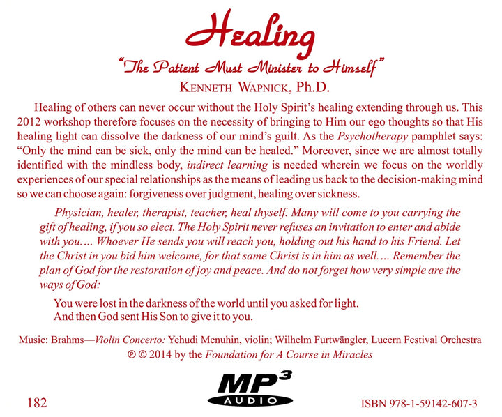 Healing: "The Patient Must Minister to Himself" [MP3]
