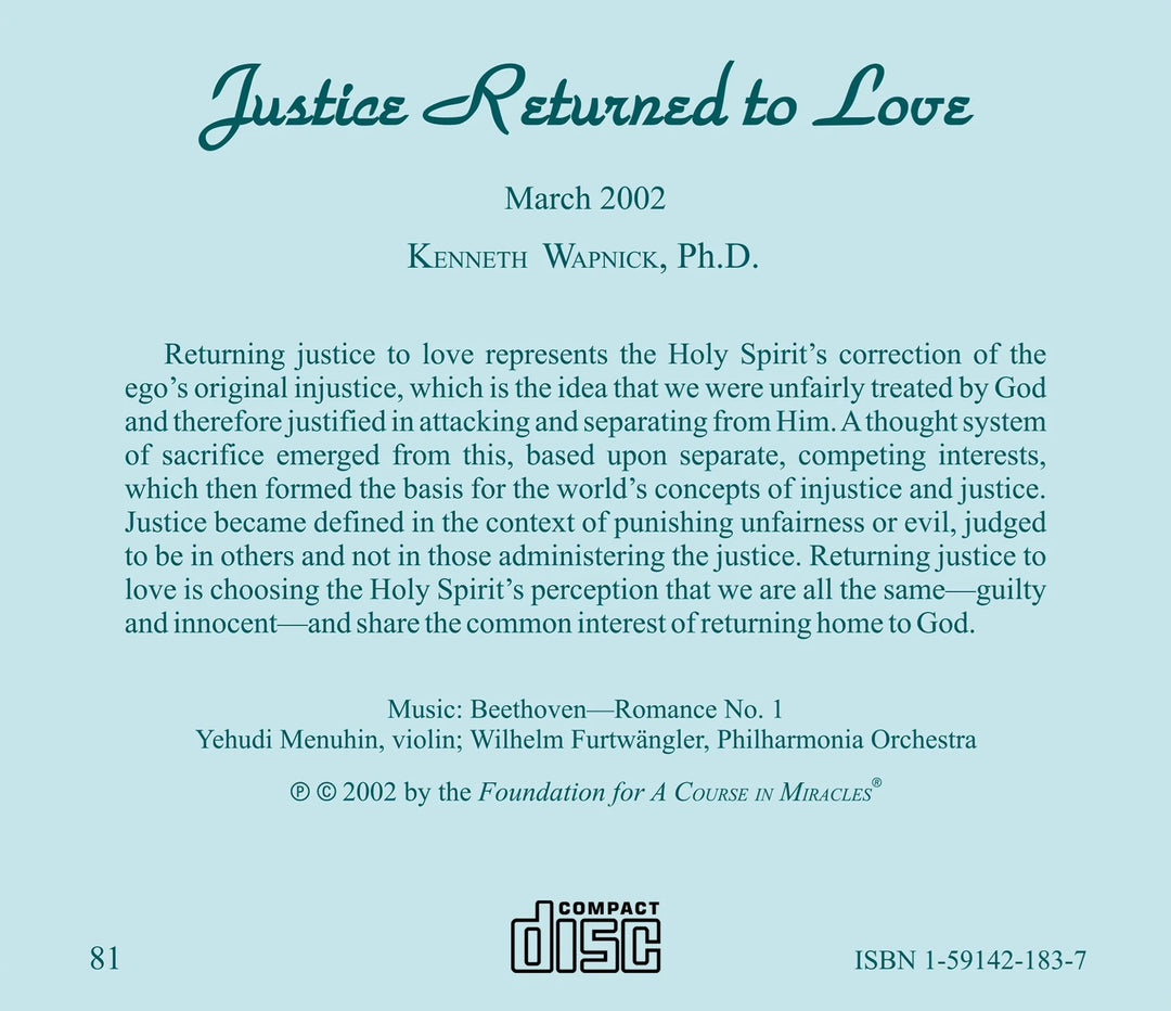 Justice Returned to Love [CD]