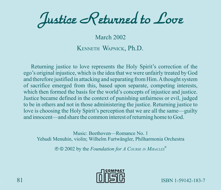 Justice Returned to Love [CD]