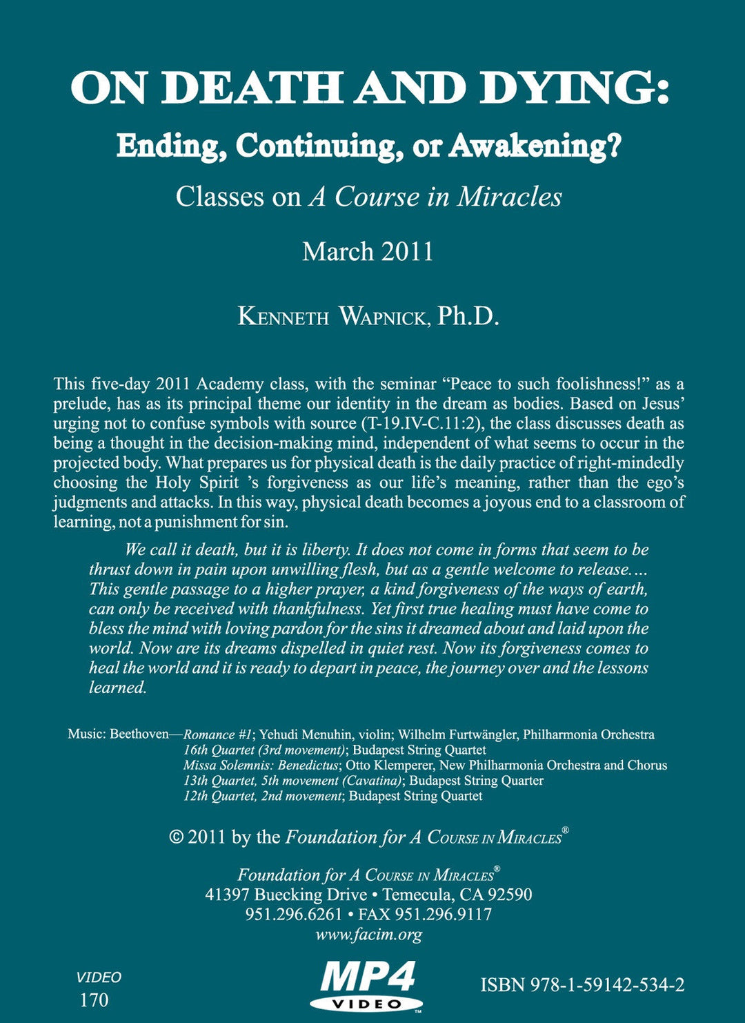 On Death and Dying: Ending, Continuing, or Awakening? [MP4]