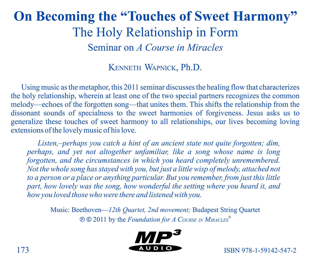 On Becoming the "Touches of Sweet Harmony": The Holy Relationship in Form [MP3]