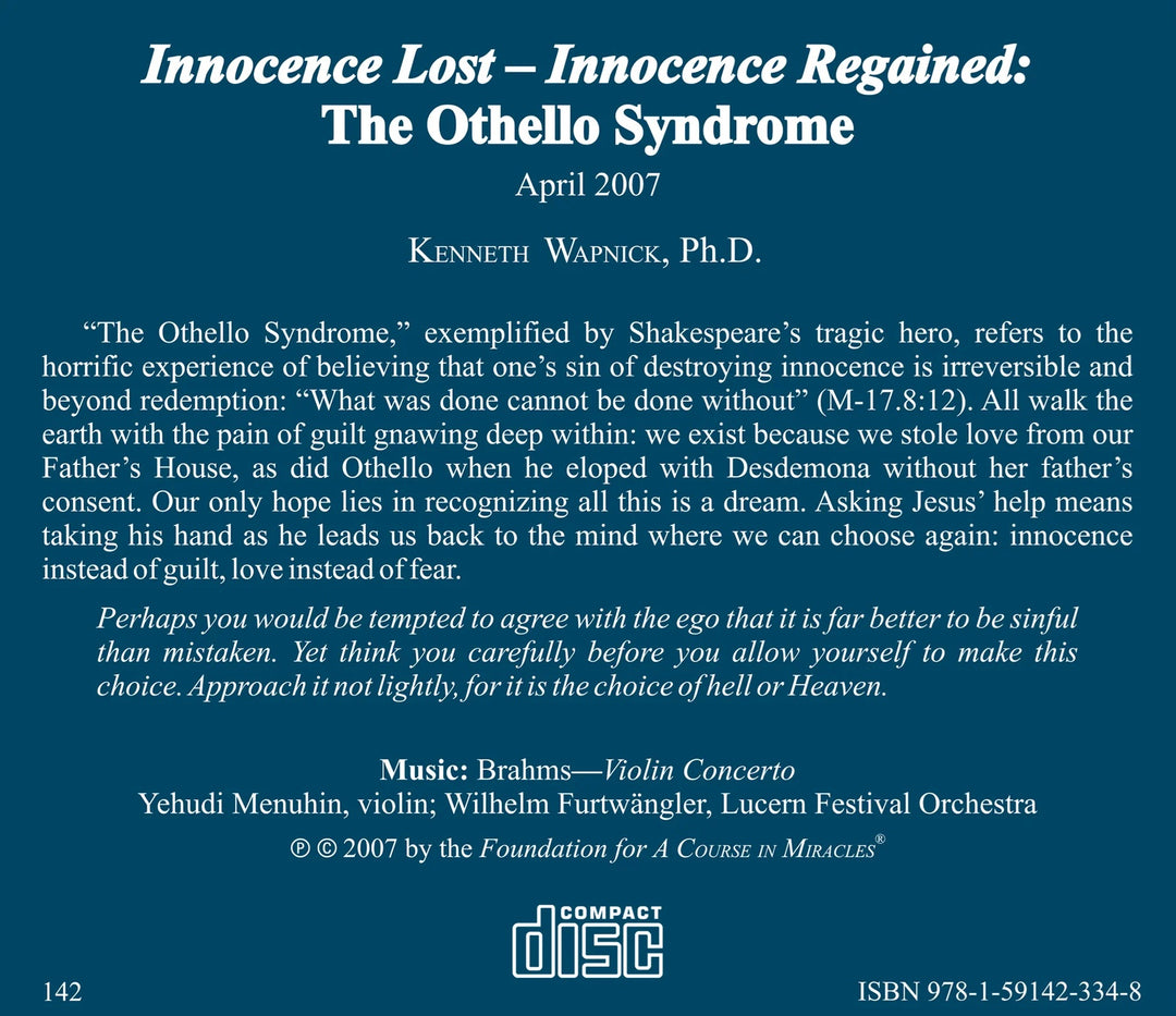 Innocence Lost - Innocence Regained: The Othello Syndrome [CD]