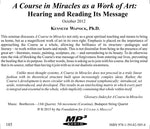 "A Course in Miracles" as a Work of Art: Hearing and Reading Its Message [MP3]