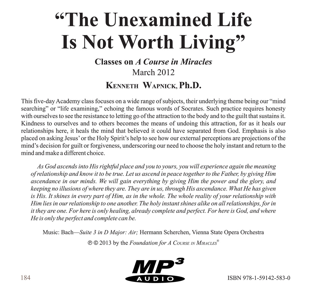 "The Unexamined Life Is Not Worth Living" [MP3]
