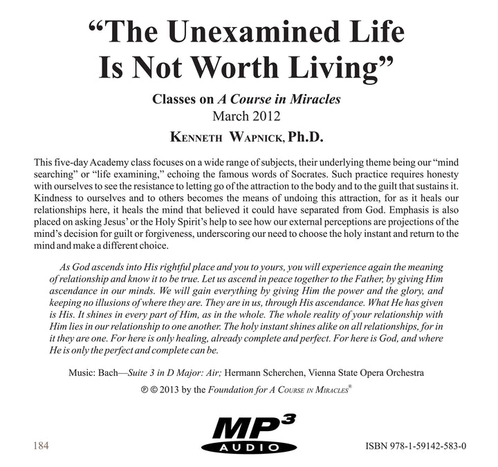 "The Unexamined Life Is Not Worth Living" [MP3]
