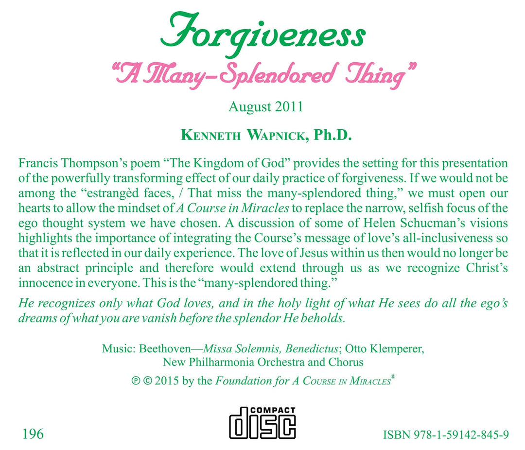 Forgiveness: "A Many-Splendored Thing" [CD]