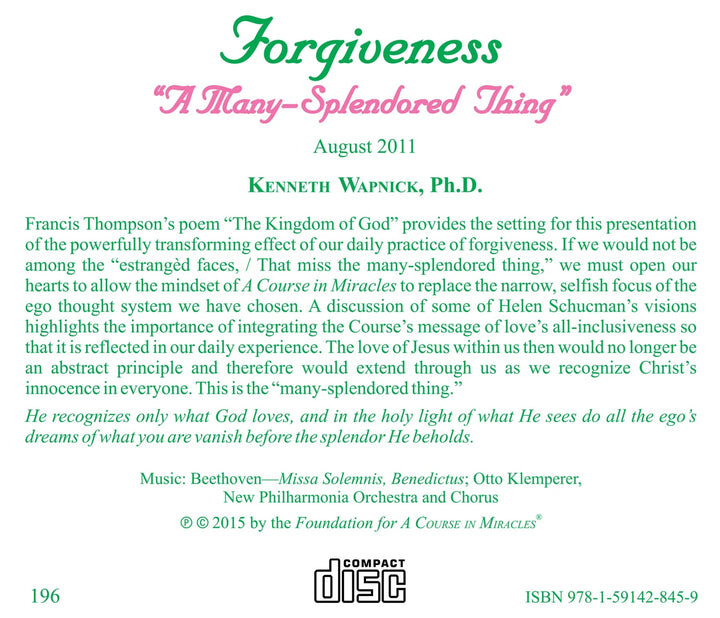 Forgiveness: "A Many-Splendored Thing" [CD]