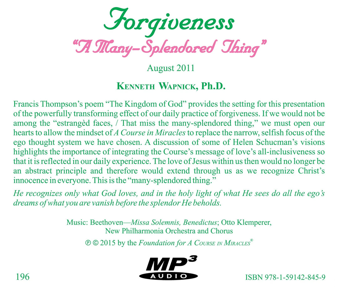 Forgiveness: "A Many-Splendored Thing" [MP3]