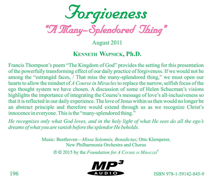 Forgiveness: "A Many-Splendored Thing" [MP3]