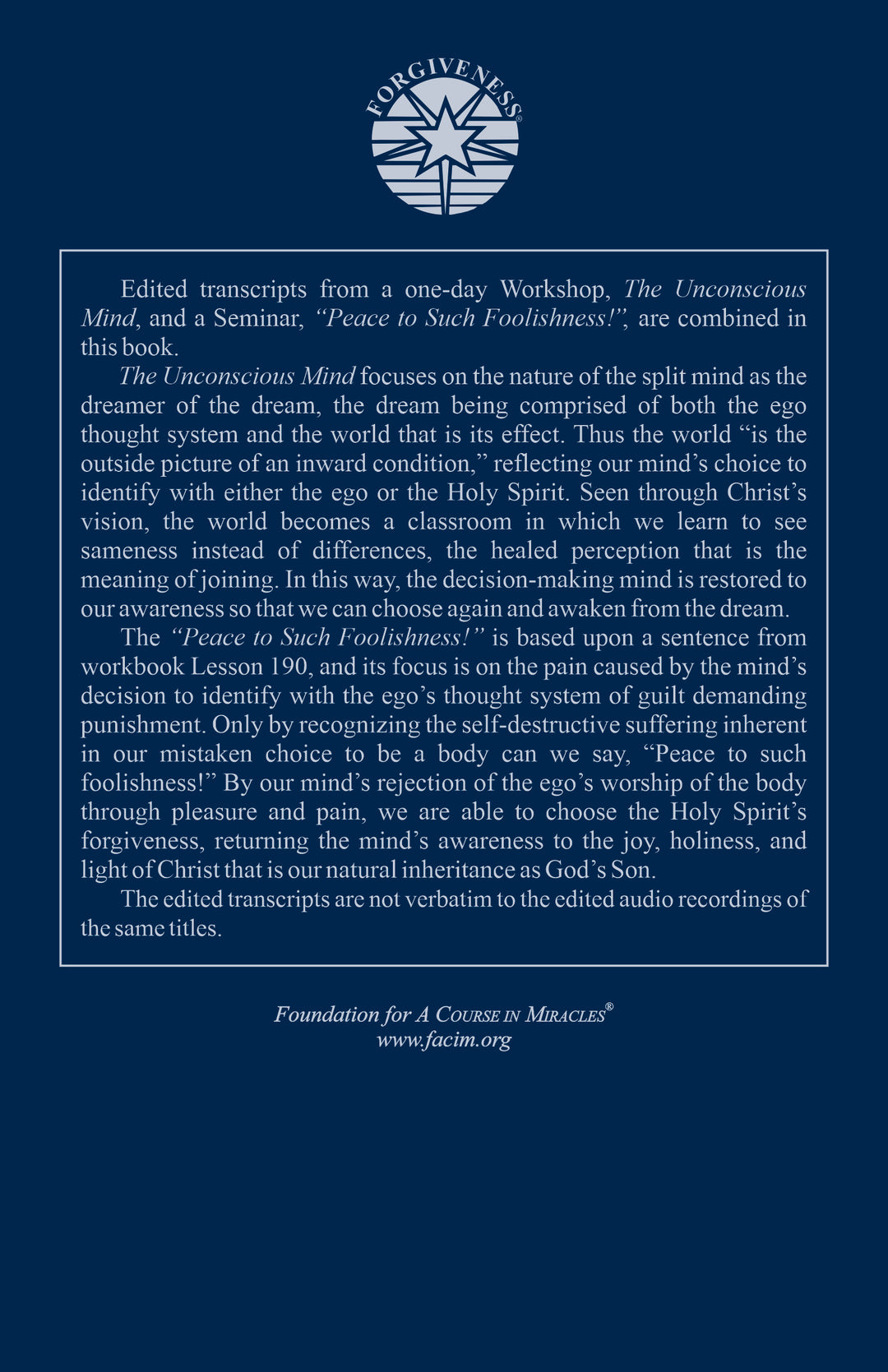 The Unconscious Mind and “Peace to Such Foolishness!” [EPUB]