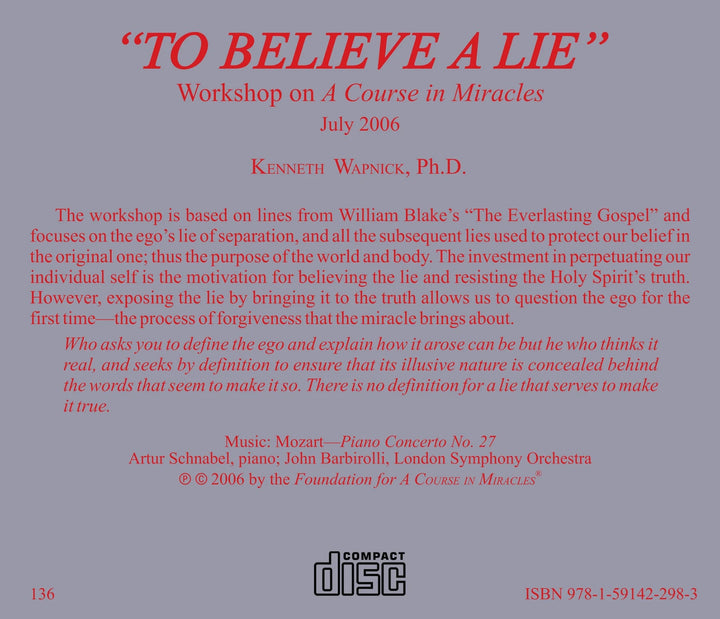 "To Believe a Lie" [CD]
