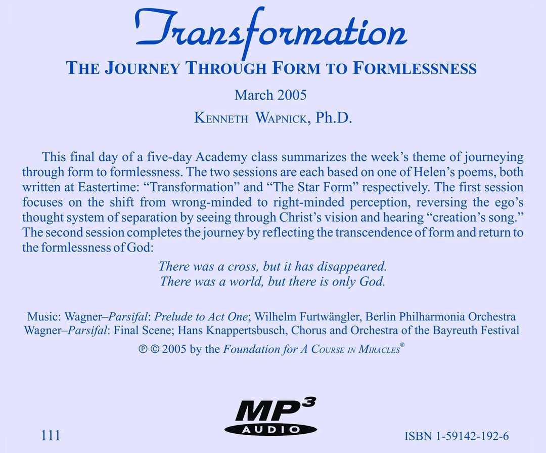Transformation: The Journey through Form to Formlessness [MP3]