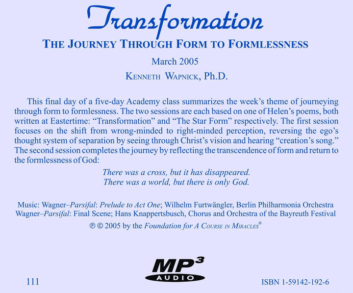 Transformation: The Journey through Form to Formlessness [MP3]