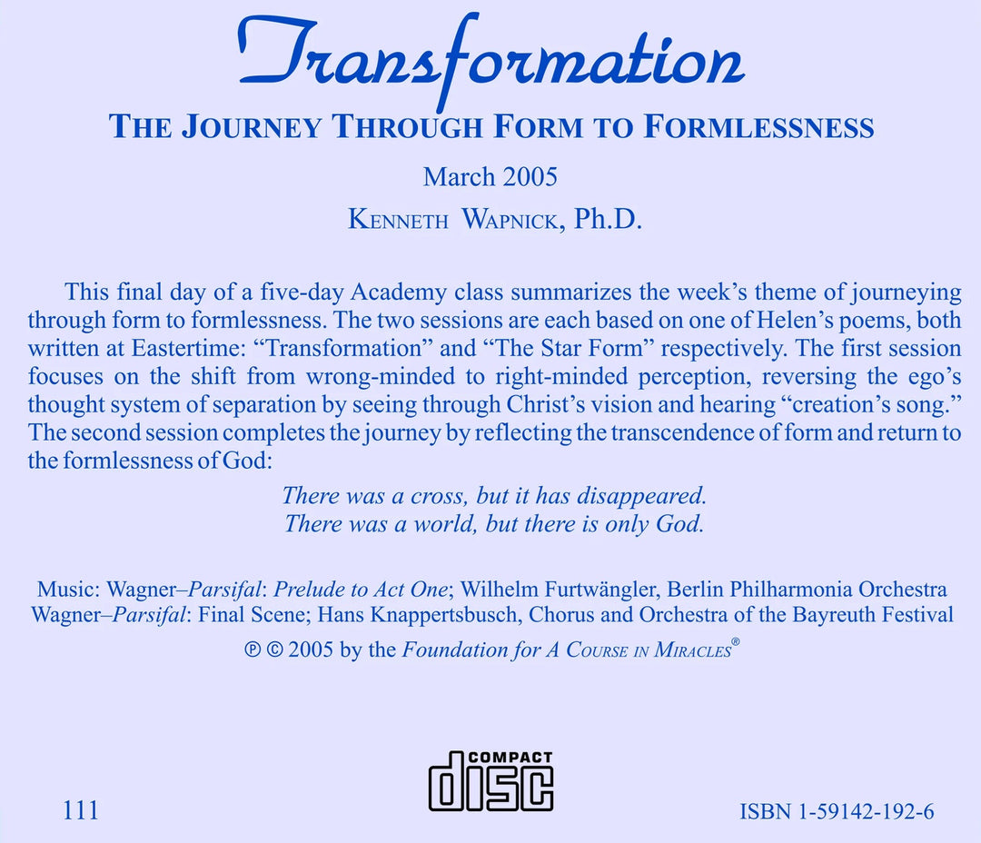 Transformation: The Journey through Form to Formlessness [CD]
