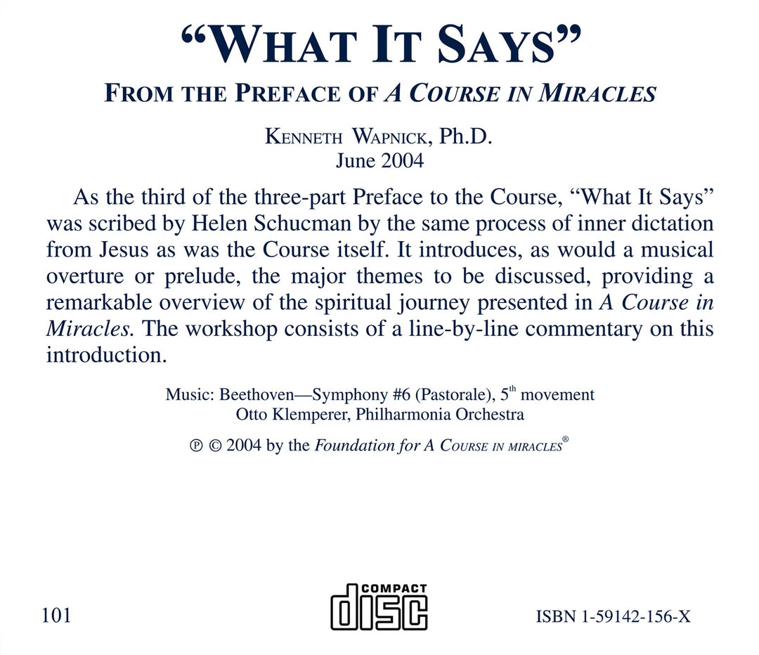 "What It Says": From the Preface of "A Course in Miracles" [CD]