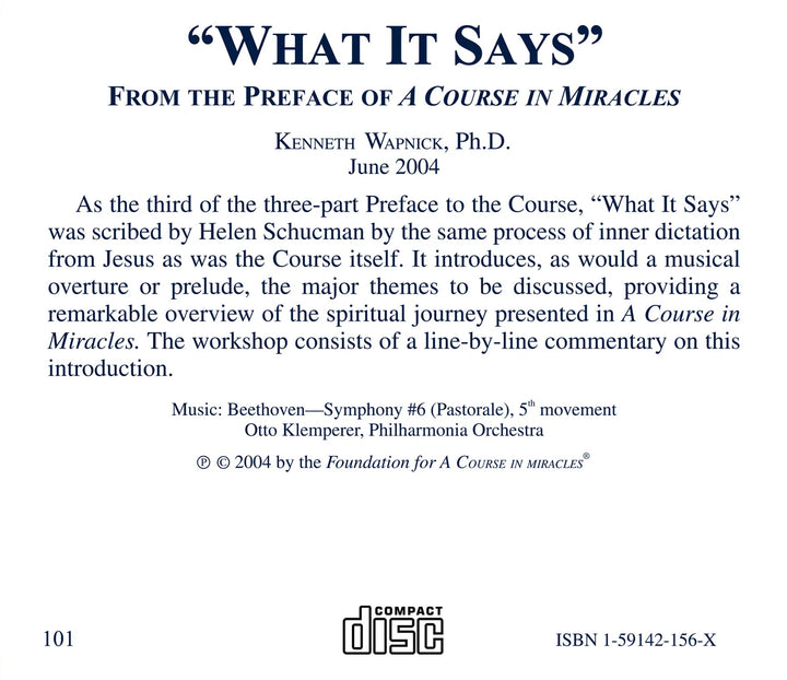"What It Says": From the Preface of "A Course in Miracles" [CD]