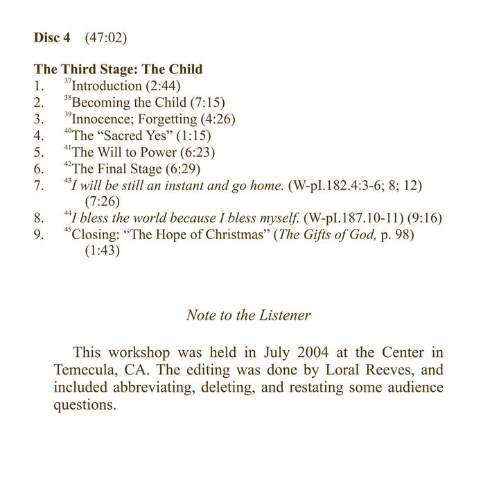 "On the Three Metamorphoses": Nietzsche, "A Course in Miracles", and the Stages of Spirituality [CD]