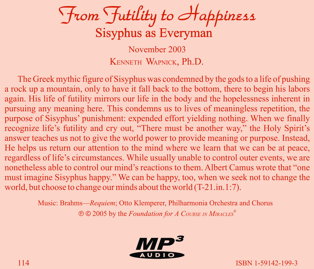 From Futility to Happiness: Sisyphus as Everyman [MP3]