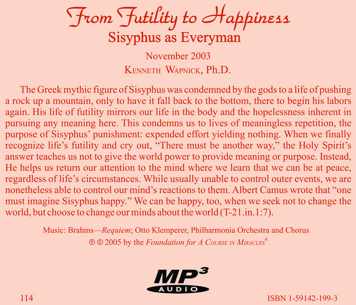 From Futility to Happiness: Sisyphus as Everyman [MP3]
