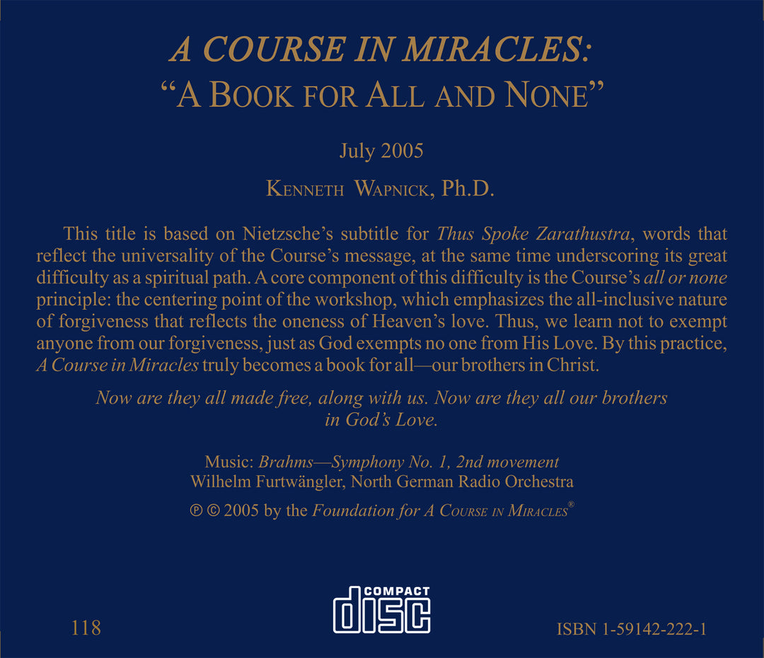 "A Course in Miracles": "A Book for All and None" [CD]