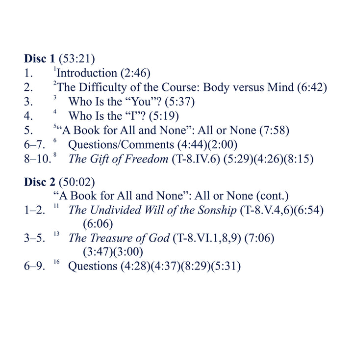 "A Course in Miracles": "A Book for All and None" [CD]