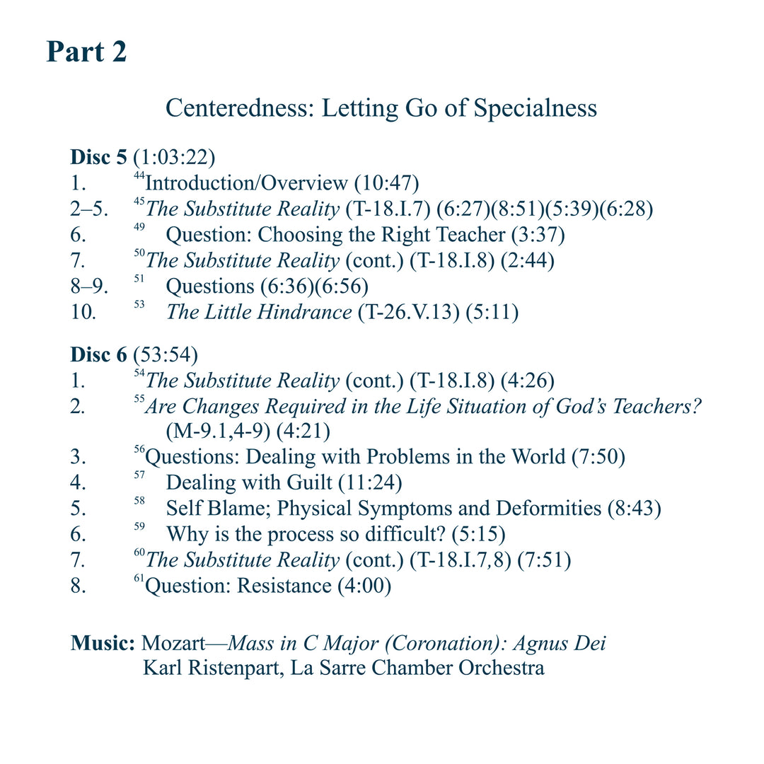 The Quiet Center: Through Specialness to Love [CD]