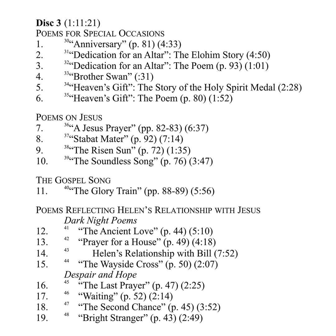 "The Gifts of God": The Poetry of Helen Schucman [CD]