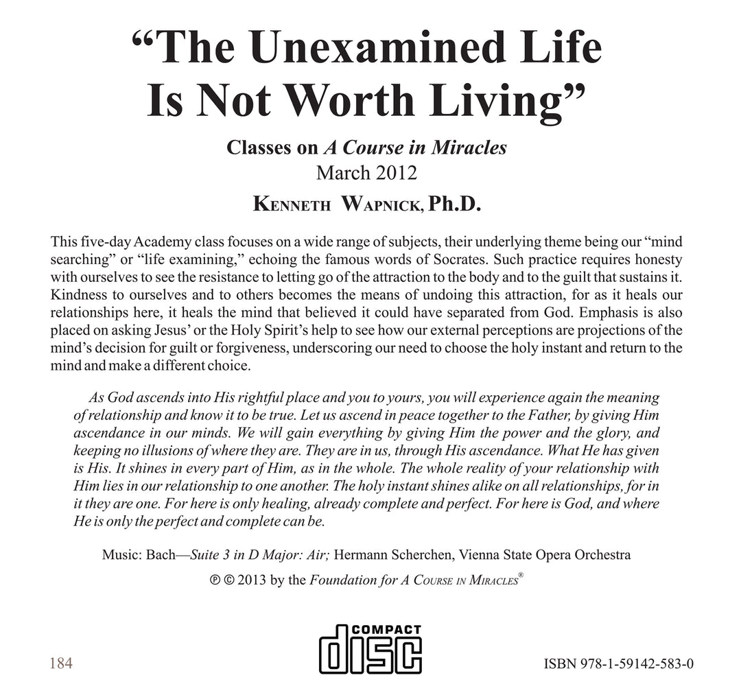 "The Unexamined Life Is Not Worth Living" [CD]