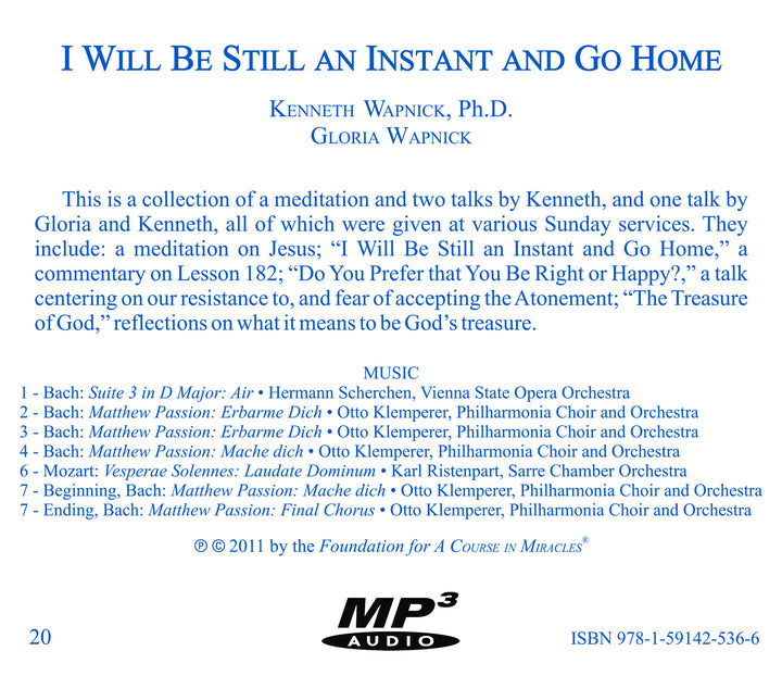 I Will Be Still an Instant and Go Home [MP3]