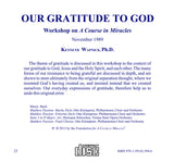 Our Gratitude to God [CD]