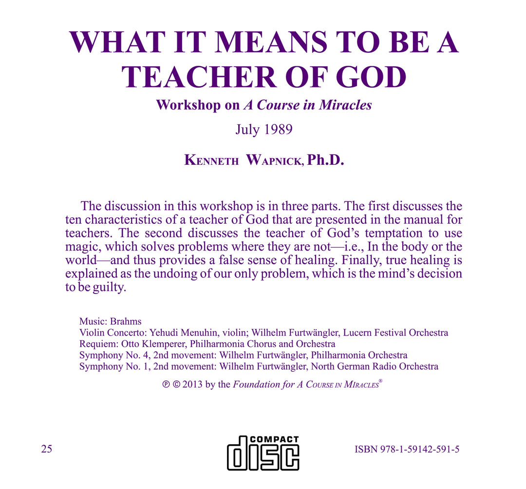 What It Means to Be a Teacher of God [CD]