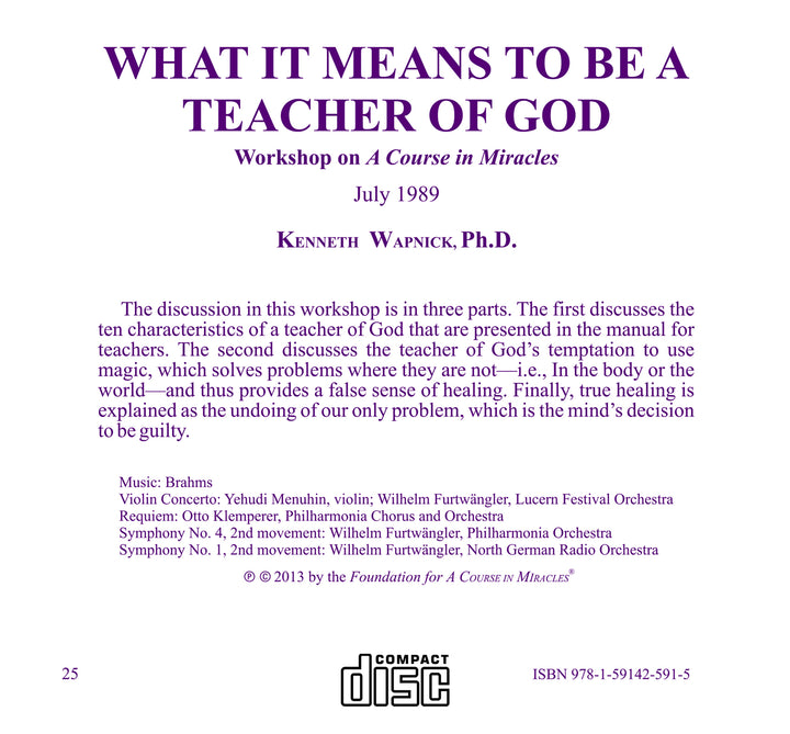 What It Means to Be a Teacher of God [CD]