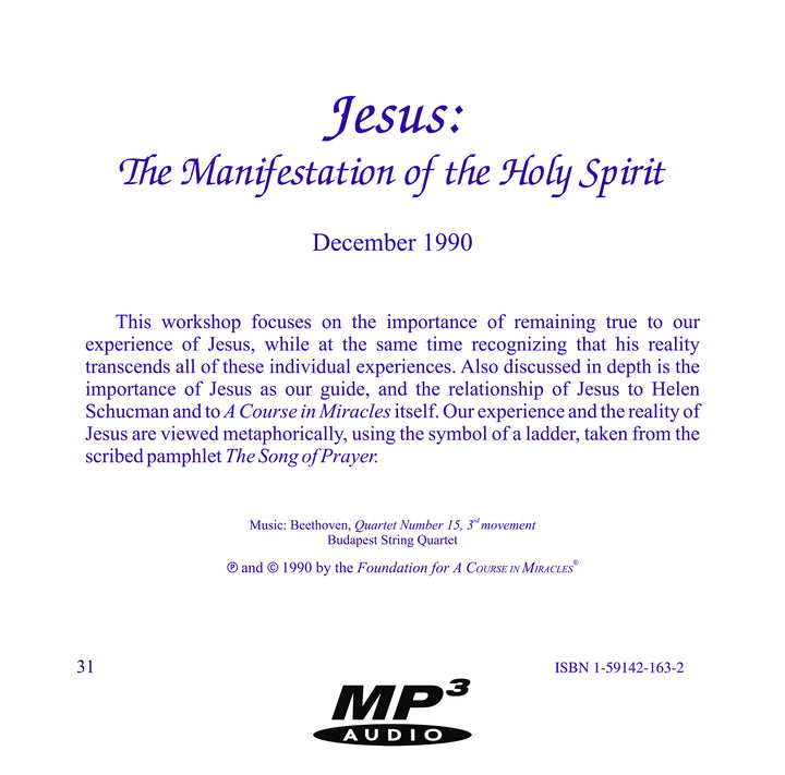 Jesus: The Manifestation of the Holy Spirit [MP3]