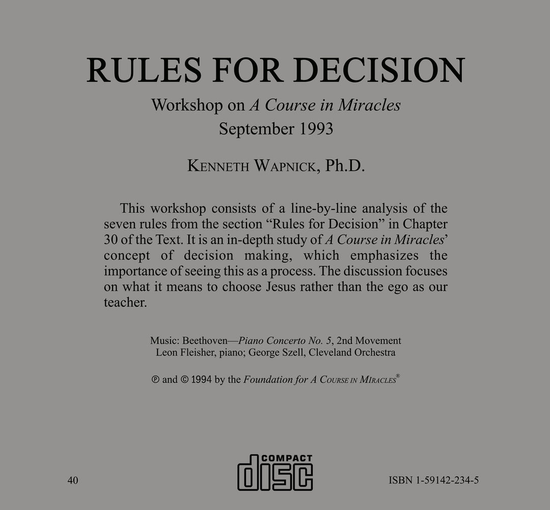 Rules for Decision [CD]
