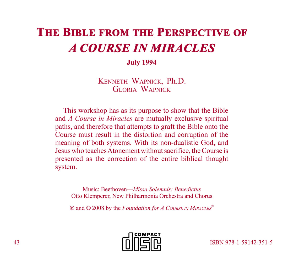 The Bible from the Perspective of "A Course in Miracles" [CD]