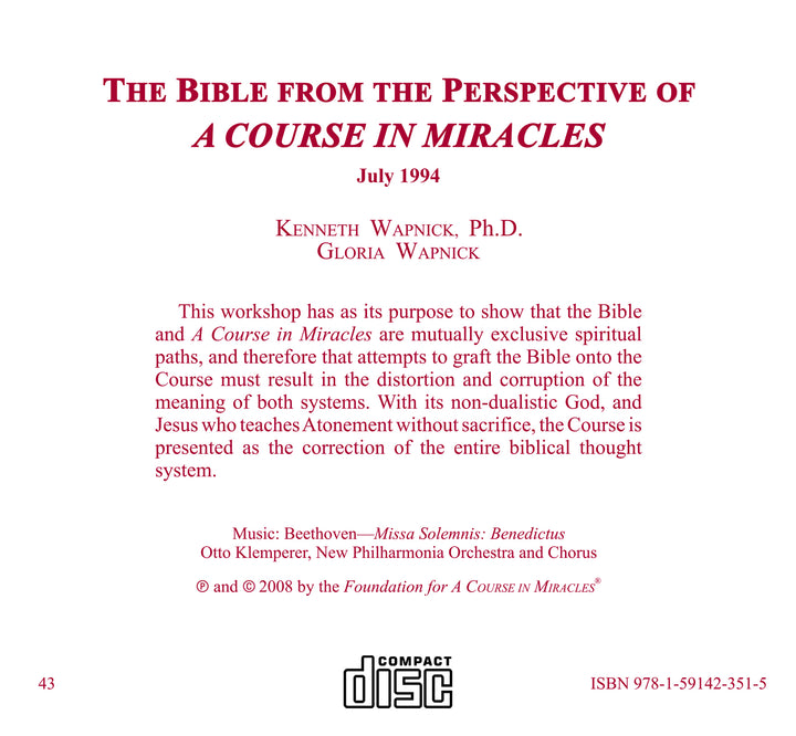 The Bible from the Perspective of "A Course in Miracles" [CD]